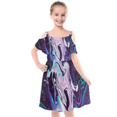 Color Acrylic Paint Art Painting Kids  Cut Out Shoulders Chiffon Dress