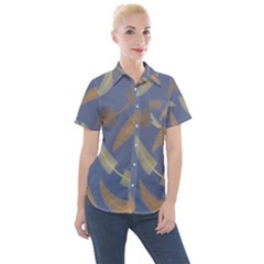 Background Non Seamless Pattern Women s Short Sleeve Pocket Shirt