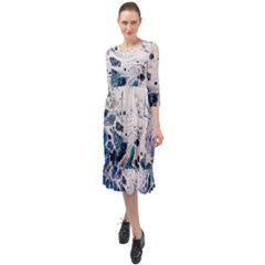 Paint Acrylic Paint Art Colorful Ruffle End Midi Chiffon Dress