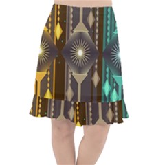 Background Colors Abstract Fishtail Chiffon Skirt