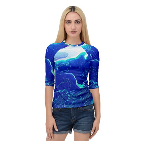 Paint Acrylic Paint Art Painting Blue Quarter Sleeve Raglan Tee by Pakrebo