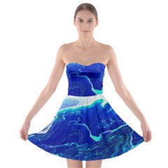 Paint Acrylic Paint Art Painting Blue Strapless Bra Top Dress