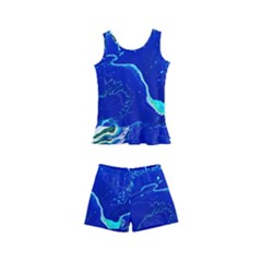 Paint Acrylic Paint Art Painting Blue Kids  Boyleg Swimsuit by Pakrebo