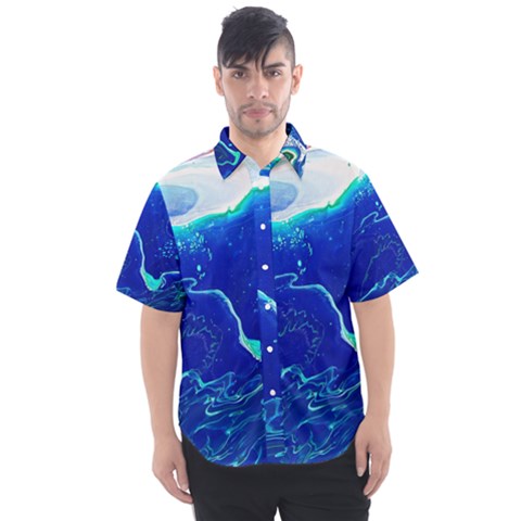 Paint Acrylic Paint Art Painting Blue Men s Short Sleeve Shirt by Pakrebo