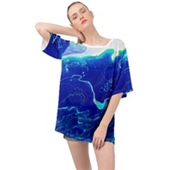 Paint Acrylic Paint Art Painting Blue Oversized Chiffon Top