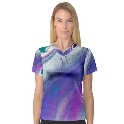 Color Acrylic Paint Art Painting V-neck Sport Mesh Tee by Pakrebo