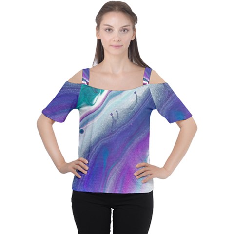 Color Acrylic Paint Art Painting Cutout Shoulder Tee by Pakrebo