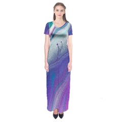 Color Acrylic Paint Art Painting Short Sleeve Maxi Dress by Pakrebo