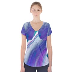 Color Acrylic Paint Art Painting Short Sleeve Front Detail Top by Pakrebo