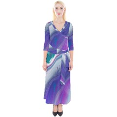 Color Acrylic Paint Art Painting Quarter Sleeve Wrap Maxi Dress by Pakrebo