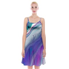 Color Acrylic Paint Art Painting Spaghetti Strap Velvet Dress