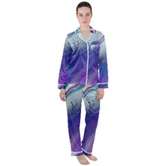 Color Acrylic Paint Art Painting Satin Long Sleeve Pyjamas Set