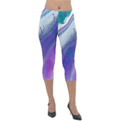 Color Acrylic Paint Art Painting Lightweight Velour Capri Leggings  by Pakrebo