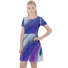 Color Acrylic Paint Art Painting Cap Sleeve Velour Dress  by Pakrebo