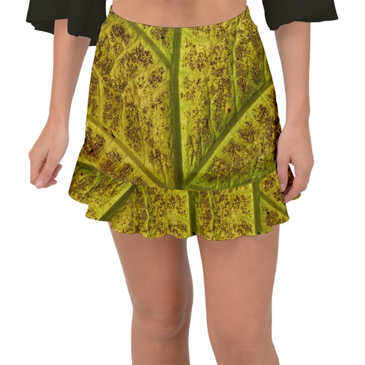 Leaf Structure Texture Background Fishtail Mini Chiffon Skirt