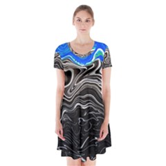 Paint Acrylic Paint Art Colorful Short Sleeve V-neck Flare Dress by Pakrebo