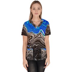 Paint Acrylic Paint Art Colorful Women s V-neck Scrub Top by Pakrebo