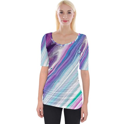 Color Acrylic Paint Art Painting Wide Neckline Tee by Pakrebo