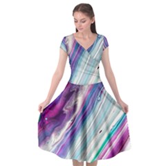 Color Acrylic Paint Art Painting Cap Sleeve Wrap Front Dress by Pakrebo