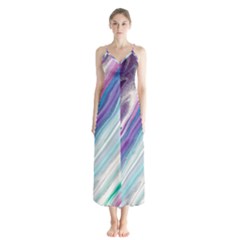 Color Acrylic Paint Art Painting Button Up Chiffon Maxi Dress by Pakrebo