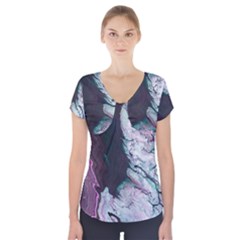 Color Acrylic Paint Art Painting Short Sleeve Front Detail Top by Pakrebo