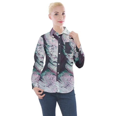 Color Acrylic Paint Art Painting Women s Long Sleeve Pocket Shirt by Pakrebo