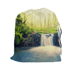 Waterfall River Nature Forest Drawstring Pouch (xxl) by Pakrebo