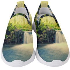 Waterfall River Nature Forest Kids  Slip On Sneakers by Pakrebo