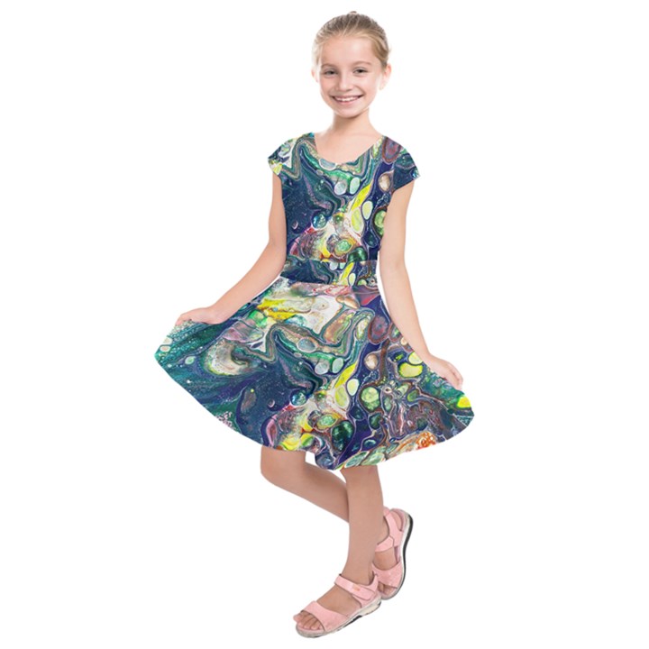 Paint Acrylic Paint Art Colorful Kids  Short Sleeve Dress