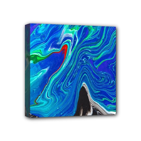 Paint Acrylic Paint Art Colorful Blue Mini Canvas 4  X 4  (stretched) by Pakrebo