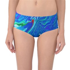 Paint Acrylic Paint Art Colorful Blue Mid-waist Bikini Bottoms by Pakrebo