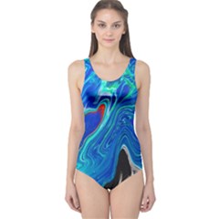 Paint Acrylic Paint Art Colorful Blue One Piece Swimsuit by Pakrebo