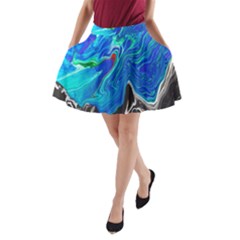 Paint Acrylic Paint Art Colorful Blue A-line Pocket Skirt by Pakrebo