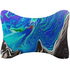 Paint Acrylic Paint Art Colorful Blue Seat Head Rest Cushion by Pakrebo