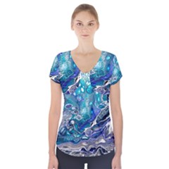 Paint Acrylic Paint Art Colorful Short Sleeve Front Detail Top by Pakrebo