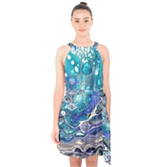 Paint Acrylic Paint Art Colorful Halter Collar Waist Tie Chiffon Dress by Pakrebo