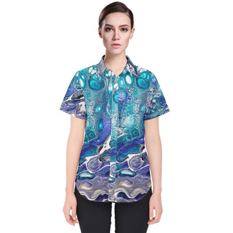 Paint Acrylic Paint Art Colorful Women s Short Sleeve Shirt by Pakrebo