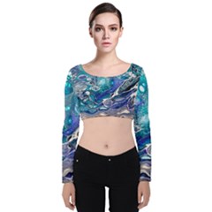 Paint Acrylic Paint Art Colorful Velvet Long Sleeve Crop Top by Pakrebo