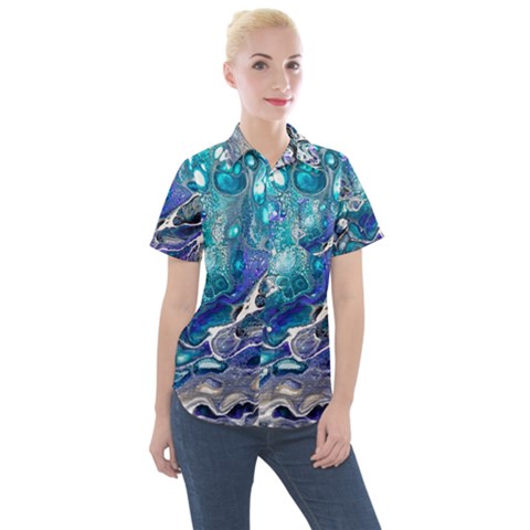 Paint Acrylic Paint Art Colorful Women s Short Sleeve Pocket Shirt by Pakrebo