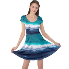 Color Acrylic Paint Art Painting Cap Sleeve Dress by Pakrebo