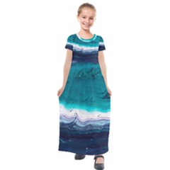 Color Acrylic Paint Art Painting Kids  Short Sleeve Maxi Dress by Pakrebo