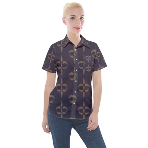 Background Non Seamless Pattern Women s Short Sleeve Pocket Shirt by Pakrebo