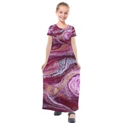 Paint Acrylic Paint Art Colorful Kids  Short Sleeve Maxi Dress by Pakrebo