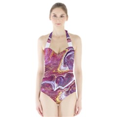 Paint Acrylic Paint Art Colorful Halter Swimsuit by Pakrebo