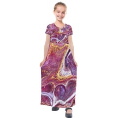 Paint Acrylic Paint Art Colorful Kids  Short Sleeve Maxi Dress by Pakrebo