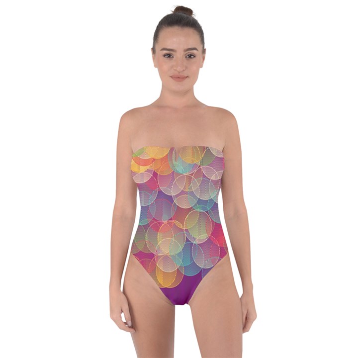 Background Circles Abstract Tie Back One Piece Swimsuit