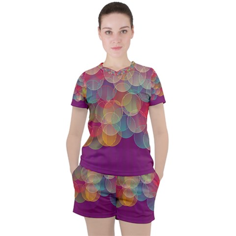 Background Circles Abstract Women s Tee And Shorts Set by Pakrebo