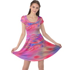 Purple Red Abstract Pool Cap Sleeve Dress by bloomingvinedesign