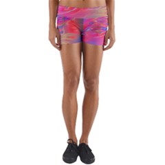 Purple Red Abstract Pool Yoga Shorts by bloomingvinedesign