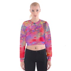 Purple Red Abstract Pool Cropped Sweatshirt